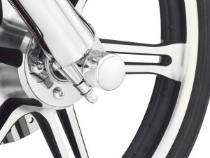 FRONT AXLE NUT COVERS / Chrome - Die-cast - Sportster - Dyna - Softail - Touring 43899-86A