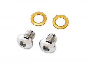 FORK SLIDER DRAIN SCREW KIT - CHROME - <br />Fits '93-'05 FXDWG, '87-later Softail 45848-03