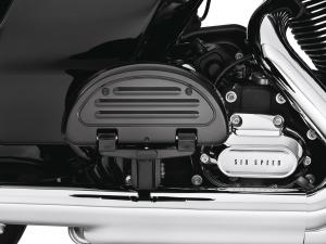 HALF-MOON PASSENGER FOOTBOARD<br />PANS AND INSERTS - Gloss Black - Dyna - Softail - Touring 50810-08