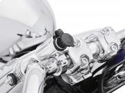 AUXILIARY POWER PORT - HANDLEBAR MOUNT - CHROME - with either 1" or 7/8" <br />- Sportster - Dyna - Softail - Touring 69200971