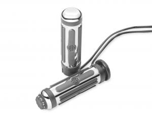 HEATED HAND GRIPS - Chrome and Rubber - Small<br />Fits '96-later VRSC", XL, XR, Dyna (except FXDLS) and '96-'15 Softail 56100266