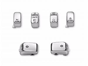 SWITCH CAP KIT - CHROME - Fits '02-later VRSC" and '96-'13 XL and XR,'96-'11 Dyna, '96-<br />'13 FLHR and '98-'01 FLHRC models 71804-03