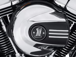 DARK CUSTOM® LOGO COLLECTION - Air Cleaner Trim - Billet - <br />Fits '16-later Softail - '14-'16<br />Touring and Trike models 61300224