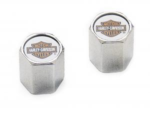 VERCHROMTE ABS-VENTILSCHAFTKAPPEN - Farbiges Bar & Shield Logo 41144-97