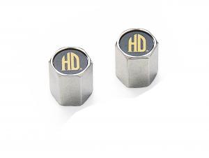 VERCHROMTE ABS-VENTILSCHAFTKAPPEN - Goldfarbenes "H-D" Logo auf schwarzem   Grund 41146-97