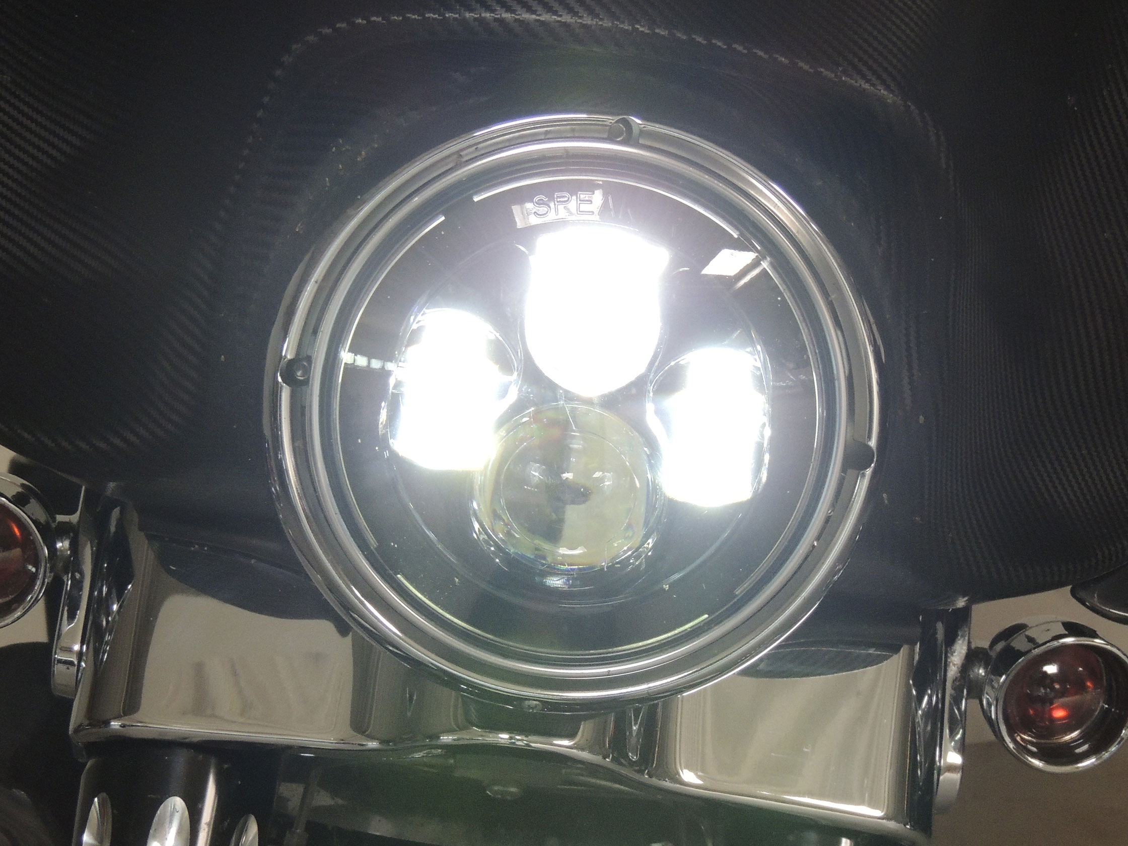 7 LED Hauptscheinwerfer Schwarz mit E-Kennzeichnung. ORZ-JW-4048700EUFDB /  Scheinwerfer / Multi-fit / Teile & Zubehör / - House-of-Flames  Harley-Davidson