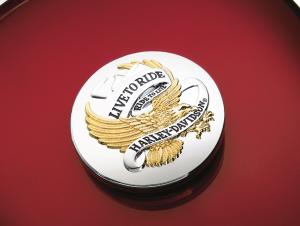TANKDECKEL-MEDAILLON - "LIVE TO RIDE" LOGO - GOLD - XL Custom & XL1200L '04-'10 99667-04