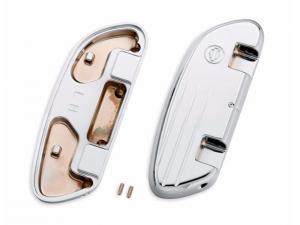 SWEPT WING PASSENGER FOOTBOARD PANS - Chrome - Grooved<br />- Dyna - Softail - Touring 50357-04