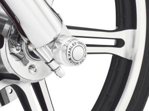 H-D® MOTOR CO. LOGO FRONT AXLE NUT COVERS<br />- Sportster - Dyna - Softail - Touring 43864-96