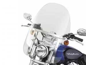 QUICK-RELEASE COMPACT WINDSHIELD - 18" Light Smoke - Fits Dyna + Sportster 58601-04