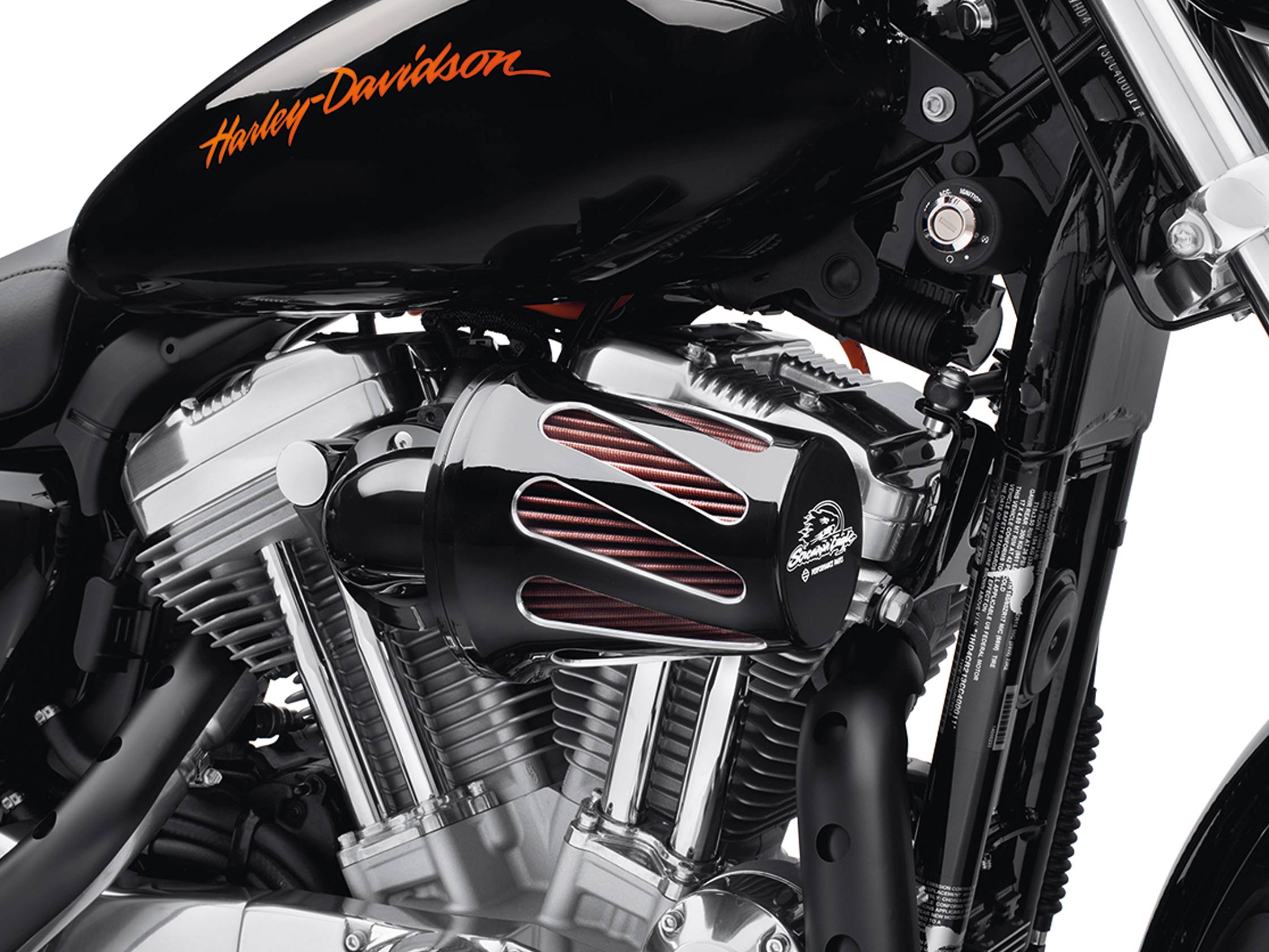 SCREAMIN' EAGLE HEAVY BREATHER<br />FILTER COVER - TWISTED SLOT BLACK  28741-10 / Air Filter Kits / Screamin´ eagle / Parts & Accessories / -  House-of-Flames Harley-Davidson