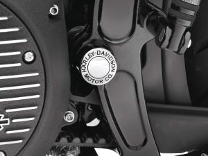 SWINGARM PIVOT BOLT COVERS -<br />HARLEY-DAVIDSON MOTOR CO. LOGO - Fits '08-later Softail 47630-09