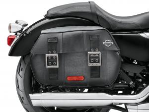 DISTRESSED BLACK LEATHER SADDLEBAGS 90201306