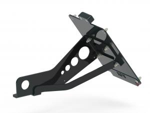 Seitl. Kennzei.hal. XL08-Stahl Sportster glanzschwarz mit Kennzeichenplatte 180x200, Kennzeichenbeleuchtung und Reflektor ab 08 HPU-KH-001973GB-X1