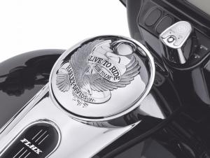 LIVE TO RIDE” FUEL TANK CONSOLE DOOR - Chrome<br />- Fits '08-later 61300049A