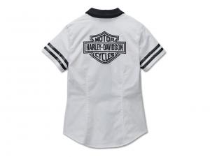 Bluse "Bar & Shield Zip Front White"_1