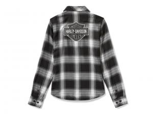 Bluse "Essential Bar & Shield Woven Plaid Long Sleeve Black"_1