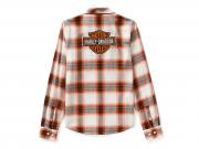 Bluse "Essential Bar & Shield Woven Plaid Long Sleeve Orange"_1