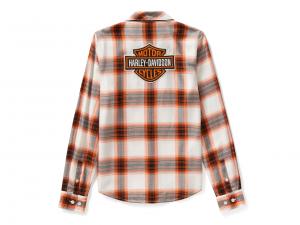 Bluse "Essential Bar & Shield Woven Plaid Long Sleeve Orange"_1