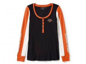 HENLEY-KNIT,BLACK/ORANGE 96456-25VW