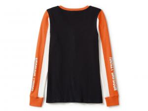 HENLEY-KNIT,BLACK/ORANGE_1