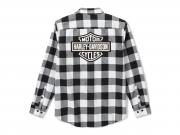 SHIRT-WOVEN,BLACK/OFF WHITE PL_1