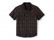 SHIRT-WOVEN,BLACK/TAN PLAID 96503-25VM